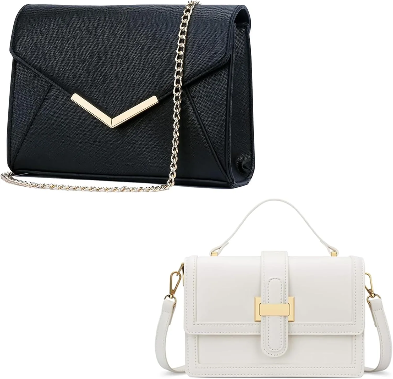 KKXIU Women Elegant Faux Leather Evening Envelope Clutch Purse Foldover Bags for Party Wedding Prom