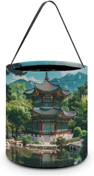 Korean Architecture Palace of Koreas Halloween Tote Bag Portable Halloween Candy Buckets Grocery Bag for Halloween Party