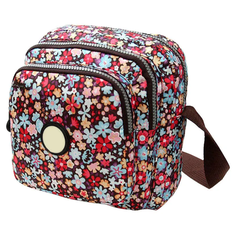 Korean Fashion Women Messenger Bags Canvas Flower Print Crossbody Shoulder Bags Small Ladies Designer Mom Handbags