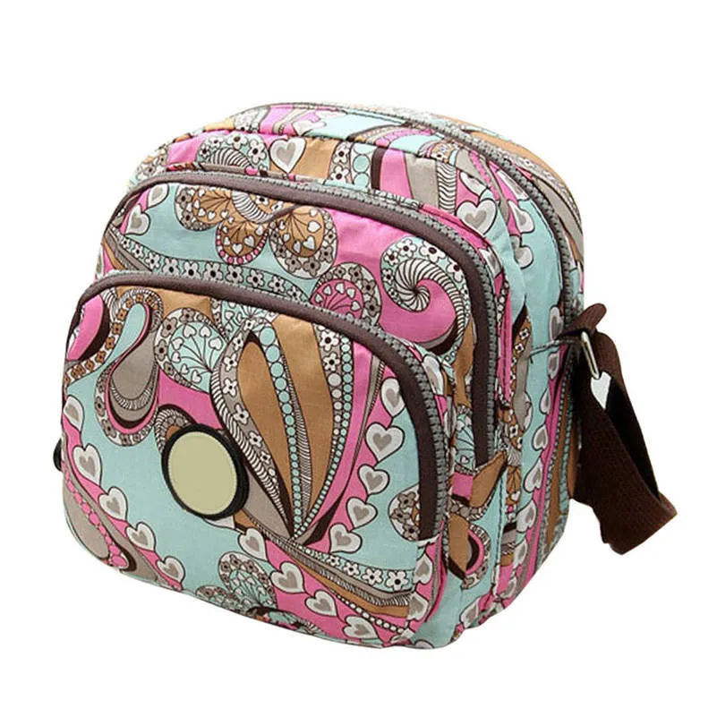 Korean Fashion Women Messenger Bags Canvas Flower Print Crossbody Shoulder Bags Small Ladies Designer Mom Handbags
