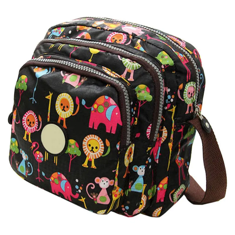 Korean Fashion Women Messenger Bags Canvas Flower Print Crossbody Shoulder Bags Small Ladies Designer Mom Handbags