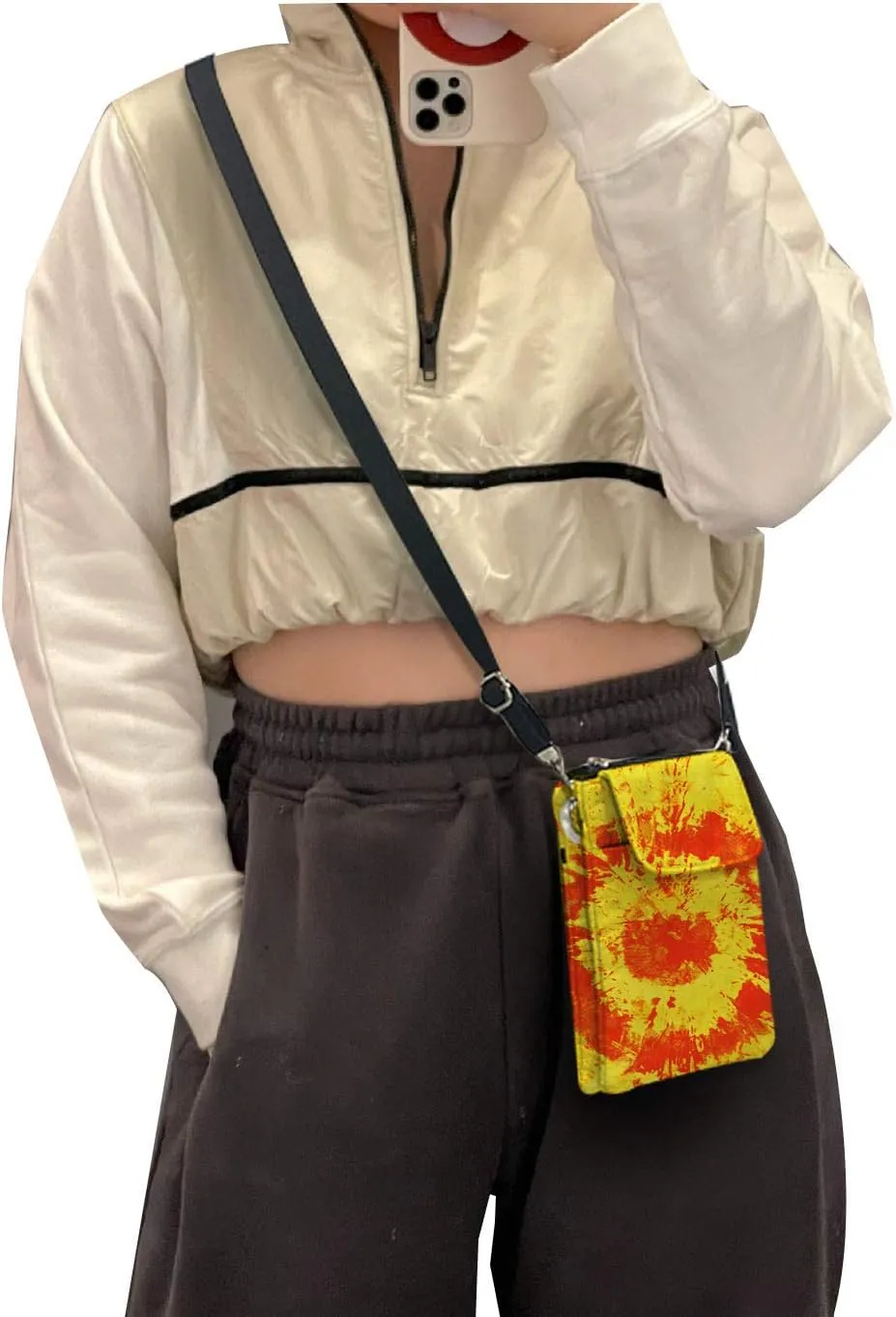 Kuiaobaty Crossbody Sling bag for Women Stylish Bags for Girls Outdoor Travel Zip Cloth Bag Cellphone Storage Purse