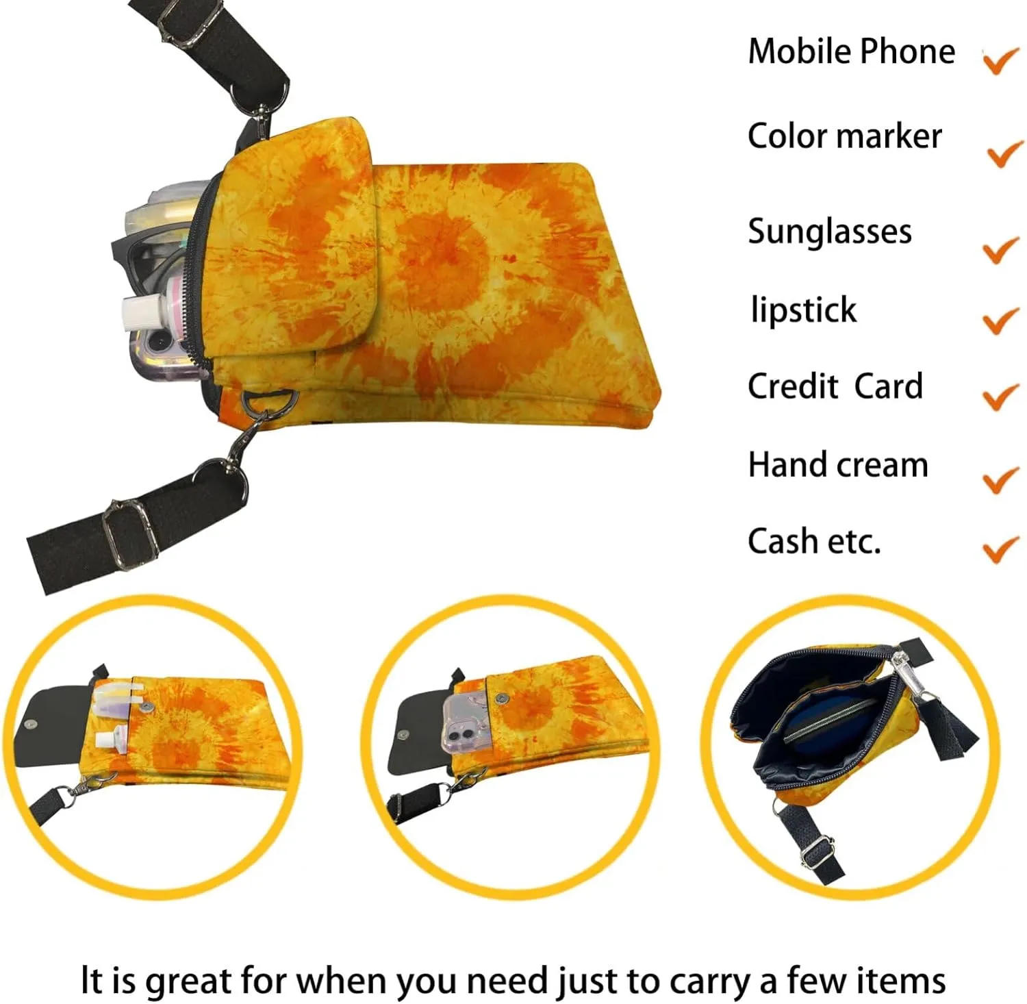 Kuiaobaty Crossbody Sling bag for Women Stylish Bags for Girls Outdoor Travel Zip Cloth Bag Cellphone Storage Purse