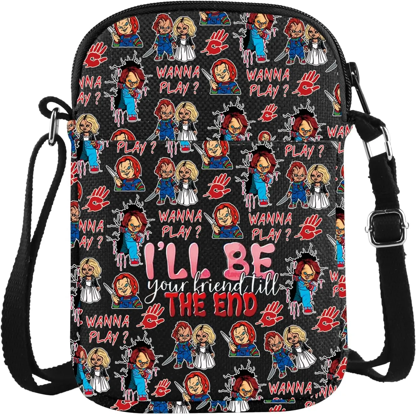 KUIYAI Horror Movie Gift Horror Character Lovers Gifts I'll Be Your Friend Till The End Crossbody Bag
