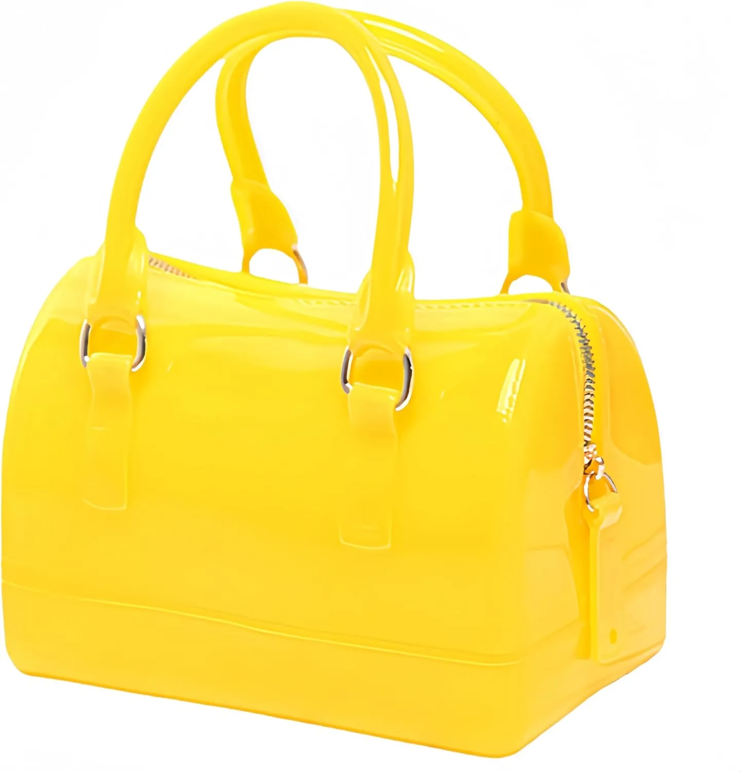 Ladies Summer Jelly Pillow-shaped Top Handle Handbag Candy Color Transparent Crystal Purse