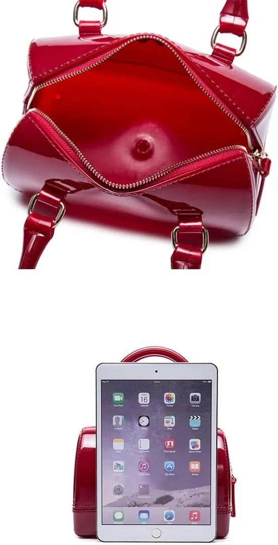Ladies Summer Jelly Pillow-shaped Top Handle Handbag Candy Color Transparent Crystal Purse