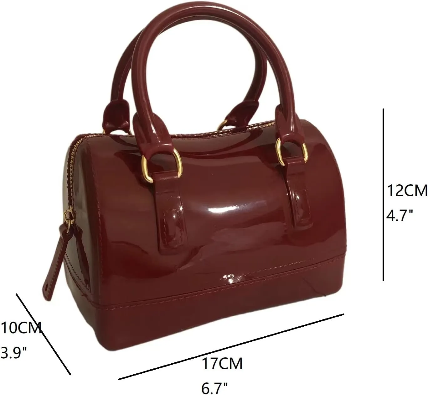 Ladies Summer Jelly Pillow-shaped Top Handle Handbag Candy Color Transparent Crystal Purse