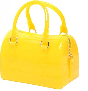 Ladies Summer Jelly Pillow-shaped Top Handle Handbag Candy Color Transparent Crystal Purse