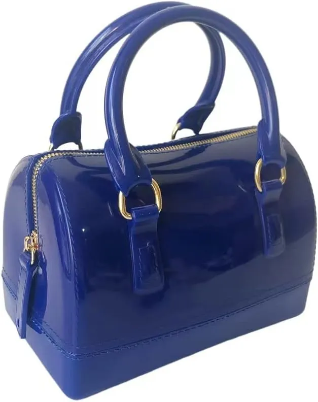 Ladies Summer Jelly Pillow-shaped Top Handle Handbag Candy Color Transparent Crystal Purse