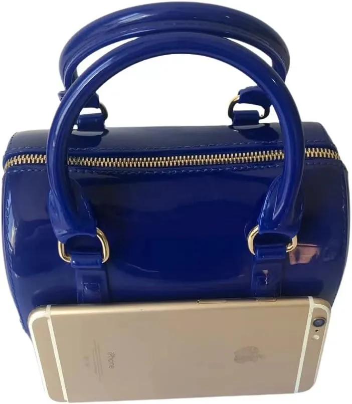 Ladies Summer Jelly Pillow-shaped Top Handle Handbag Candy Color Transparent Crystal Purse