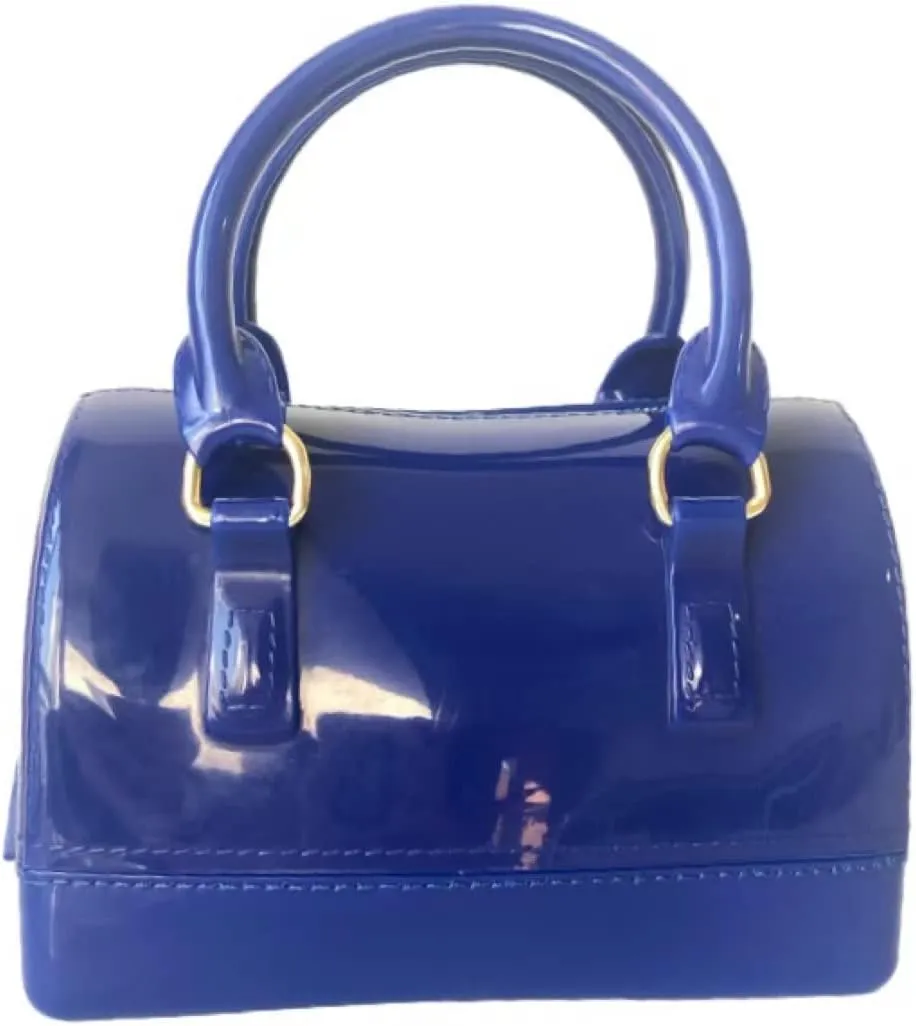 Ladies Summer Jelly Pillow-shaped Top Handle Handbag Candy Color Transparent Crystal Purse