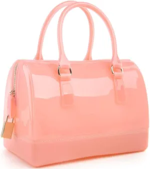 Ladies Summer Jelly Pillow-shaped Top Handle Handbag Candy Color Transparent Crystal Purse