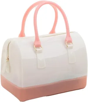 Ladies Summer Jelly Pillow-shaped Top Handle Handbag Candy Color Transparent Crystal Purse