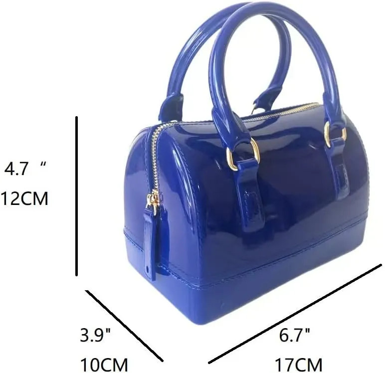 Ladies Summer Jelly Pillow-shaped Top Handle Handbag Candy Color Transparent Crystal Purse