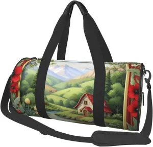Ladybug landscape Printed Travel Bag,Round Personal Item Storage bag,Foldie Duffel Bag for Traveling Vacation,Fitness,Sports