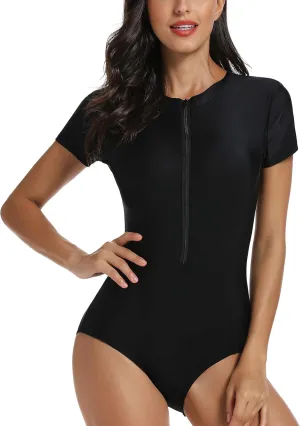 LafyKoly Women's One Piece Long Sleeve Rash Guard UV Protection Printed Surfing Swimsuit Swimwear Bathing Suit