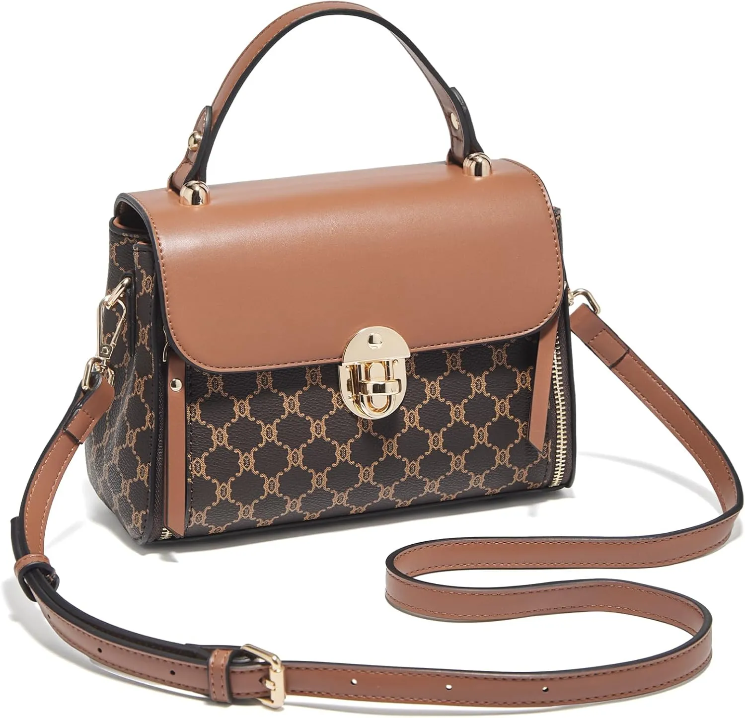 LAORENTOU Vegan Leather Top-handle Crossbody Bag for Women Satchel Trendy Handbags Printed Purse