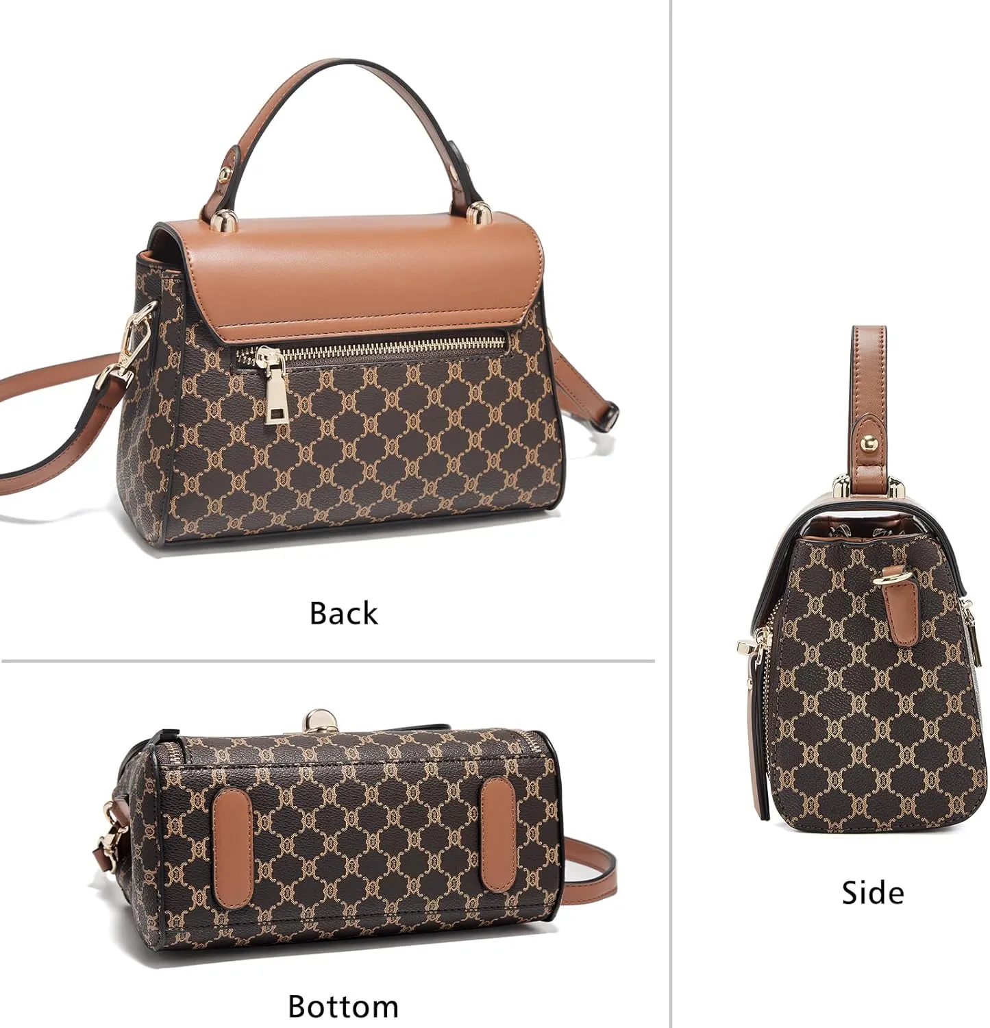 LAORENTOU Vegan Leather Top-handle Crossbody Bag for Women Satchel Trendy Handbags Printed Purse