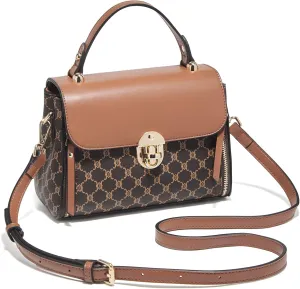 LAORENTOU Vegan Leather Top-handle Crossbody Bag for Women Satchel Trendy Handbags Printed Purse