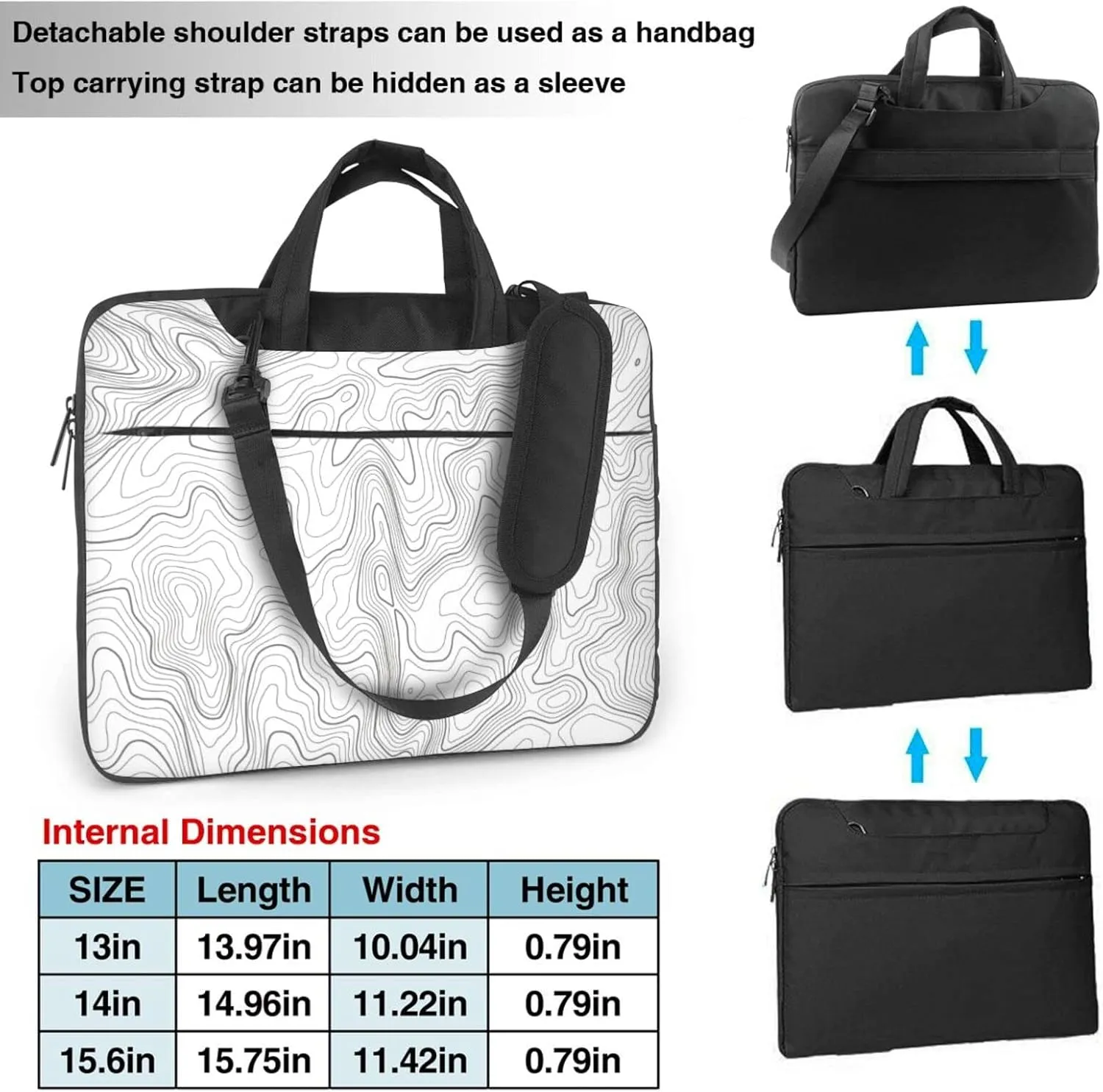 Laptop Bag Laptop Case 13 Inch Computer Bags Line Topography Map Printed Padded Sleeve Cover for Women Men