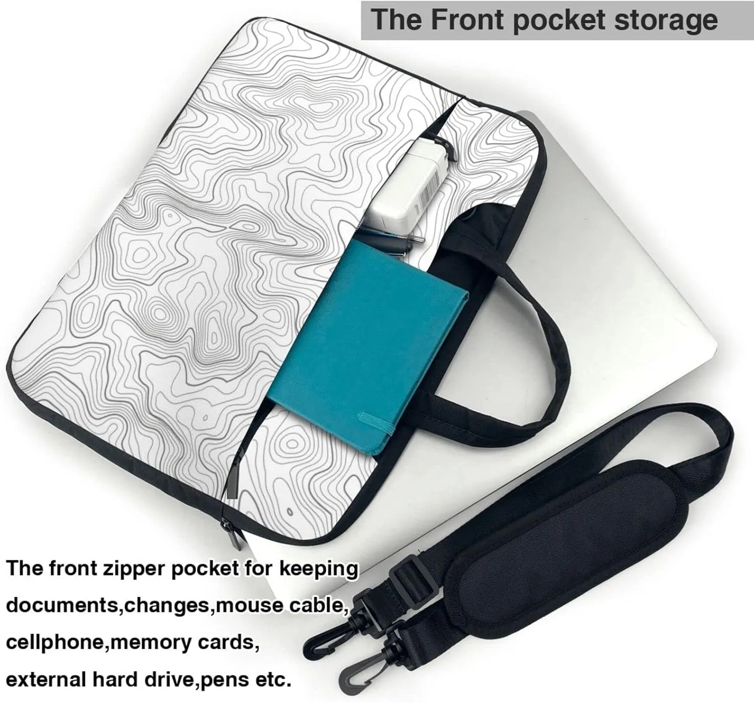 Laptop Bag Laptop Case 13 Inch Computer Bags Line Topography Map Printed Padded Sleeve Cover for Women Men