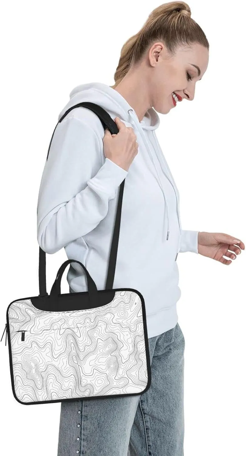 Laptop Bag Laptop Case 13 Inch Computer Bags Line Topography Map Printed Padded Sleeve Cover for Women Men