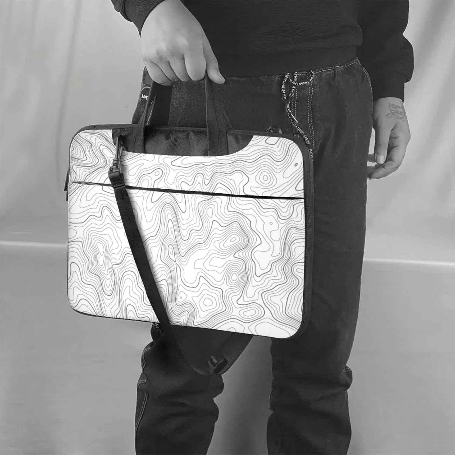 Laptop Bag Laptop Case 13 Inch Computer Bags Line Topography Map Printed Padded Sleeve Cover for Women Men