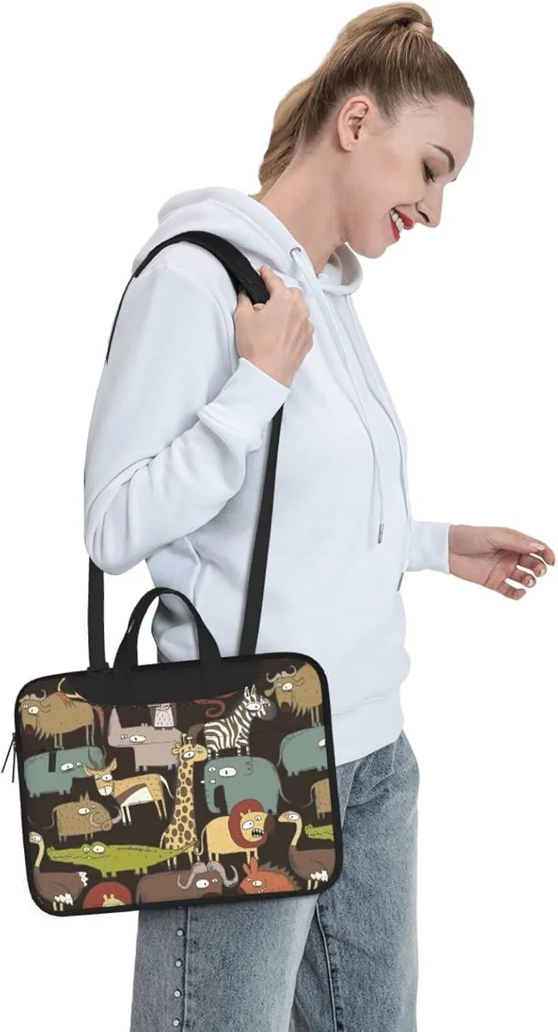 Laptop Bag Laptop Case 15.6 Inch Computer Bags African Animals Doodle Printed Padded Sleeve Cover for Women Men