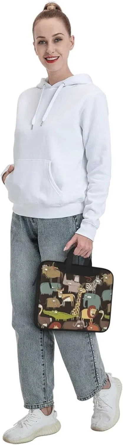 Laptop Bag Laptop Case 15.6 Inch Computer Bags African Animals Doodle Printed Padded Sleeve Cover for Women Men