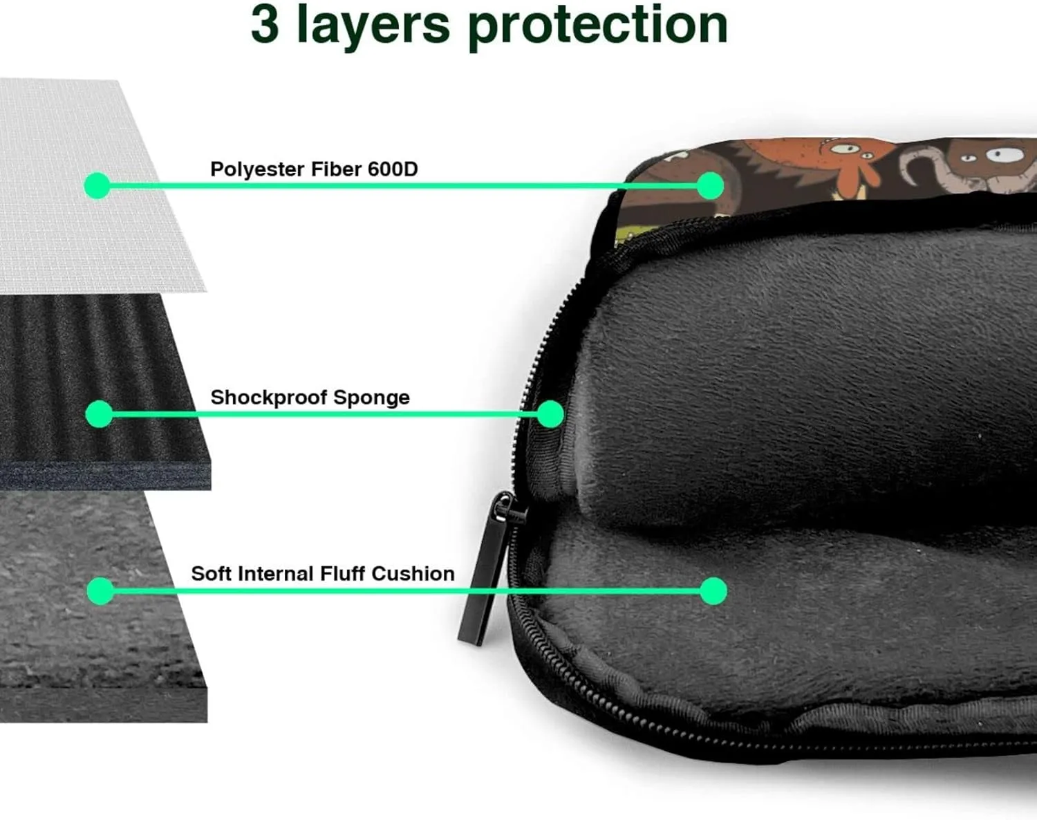 Laptop Bag Laptop Case 15.6 Inch Computer Bags African Animals Doodle Printed Padded Sleeve Cover for Women Men
