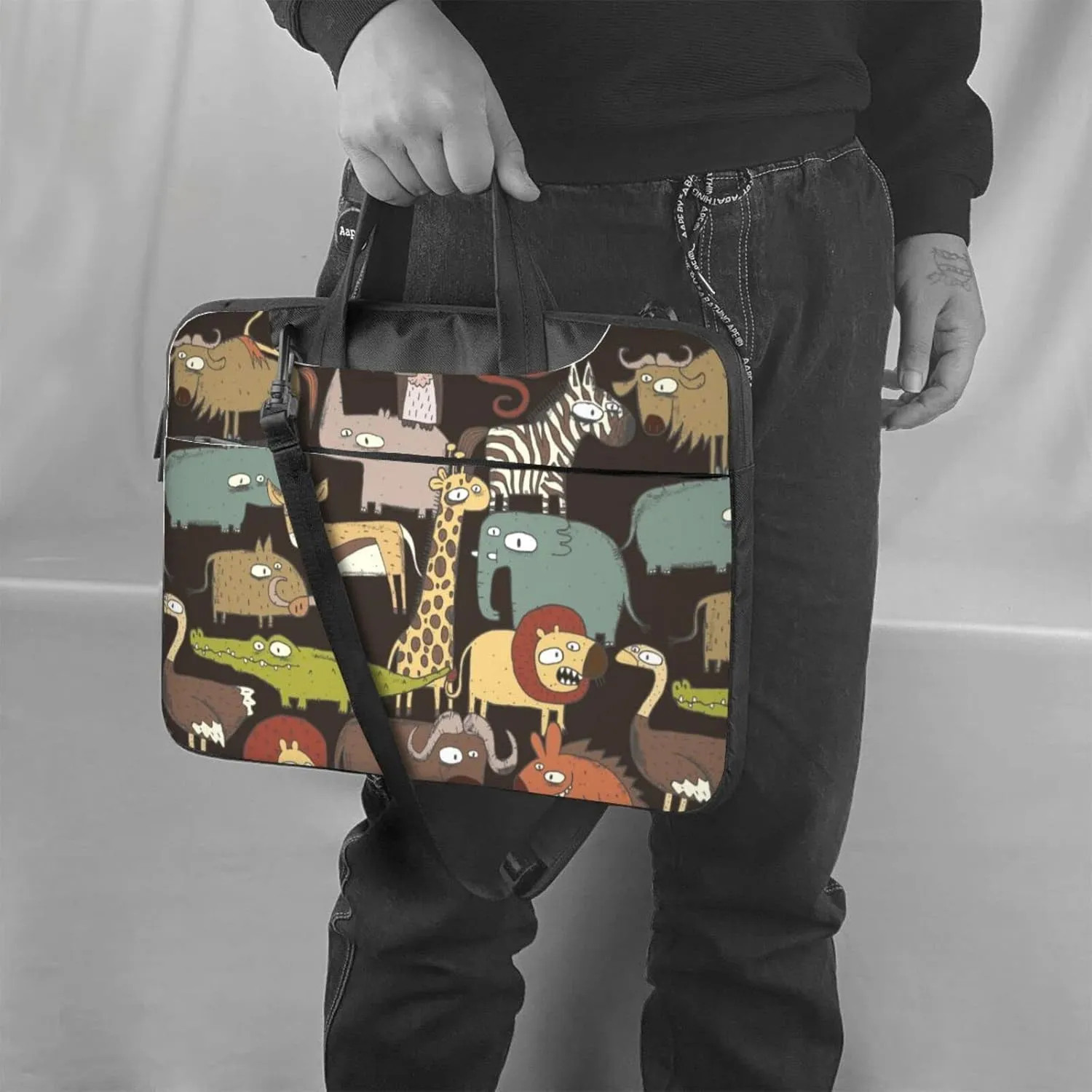 Laptop Bag Laptop Case 15.6 Inch Computer Bags African Animals Doodle Printed Padded Sleeve Cover for Women Men