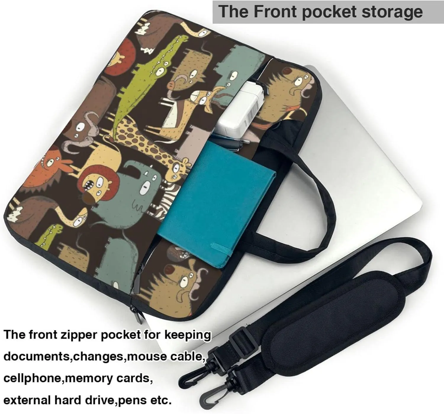 Laptop Bag Laptop Case 15.6 Inch Computer Bags African Animals Doodle Printed Padded Sleeve Cover for Women Men