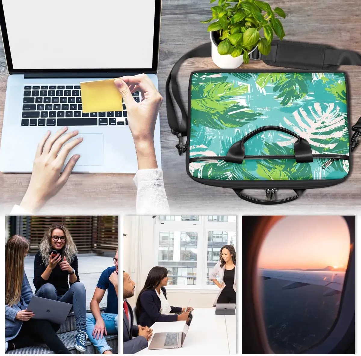 Laptop Shoulder Bag Computer Bag 13-15 Inches Laptop Carrying Case with Shoulder Strap for Women Men