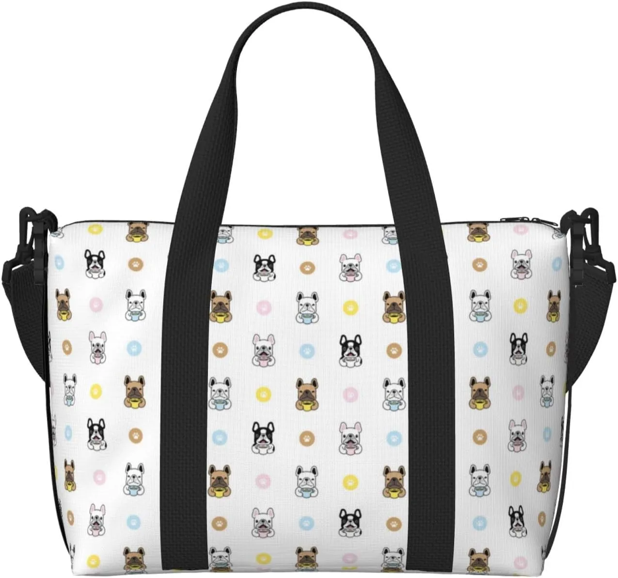 Laptop Tote Bag for Women Work - Cute French Bulldog Teacup Gym Bag for Women Men, Crossbody Travel Bags for Women Men Carry On, Weekender Bags for Women Travel