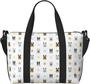 Laptop Tote Bag for Women Work - Cute French Bulldog Teacup Gym Bag for Women Men, Crossbody Travel Bags for Women Men Carry On, Weekender Bags for Women Travel