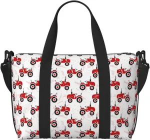 Laptop Tote Bag for Women Work - Red Wheeled Tractors Overnight Weekender Bags for Women Travel, Gym Bag for Women Men, Carry On Shoulder Weekender Gym Bag for Travel, Yoga