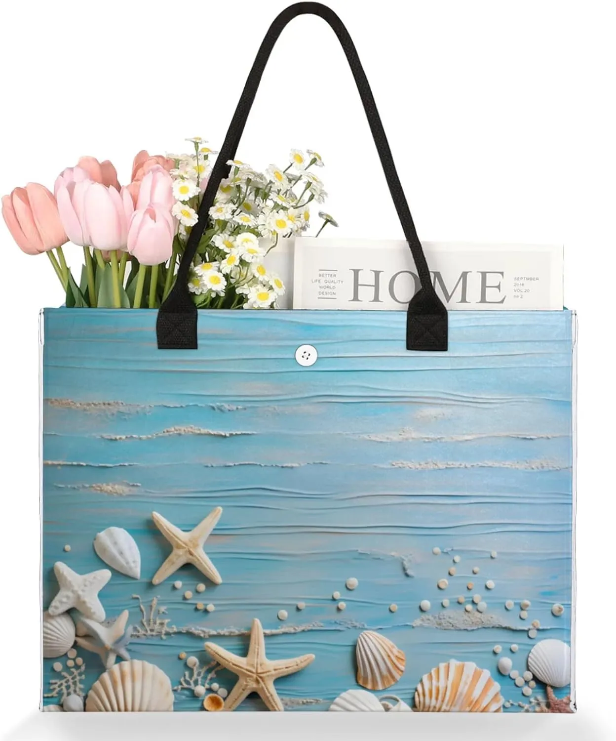 Large Beach Bag,Waterproof Sandproof Tote Bag with Pocket