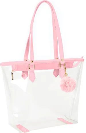 Large Clear Bag Transparent Shoulder Handbag with Plush Pendant