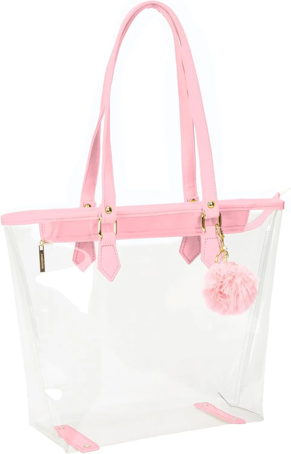 Large Clear Bag Transparent Shoulder Handbag with Plush Pendant