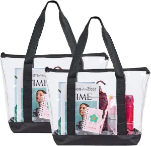 Large Clear Tote Bag, Fashion PVC Shoulder Handbag for Women, Clear Stadium Bag for Security Travel,Shopping,Sports and Work