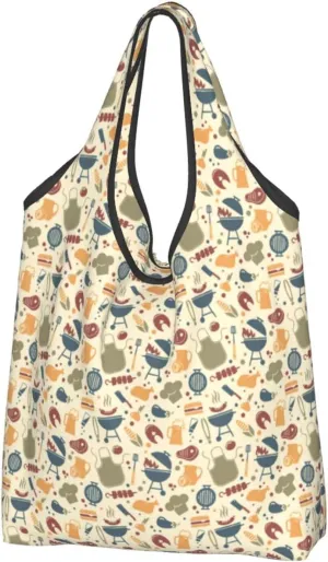 Large Tote Bag for Women - Lightweight Barbecue And Grill Reusable Grocery Bags Foldable, Shopping Bags for Groceries, Cloth Bags Work Beach Travel with Handles