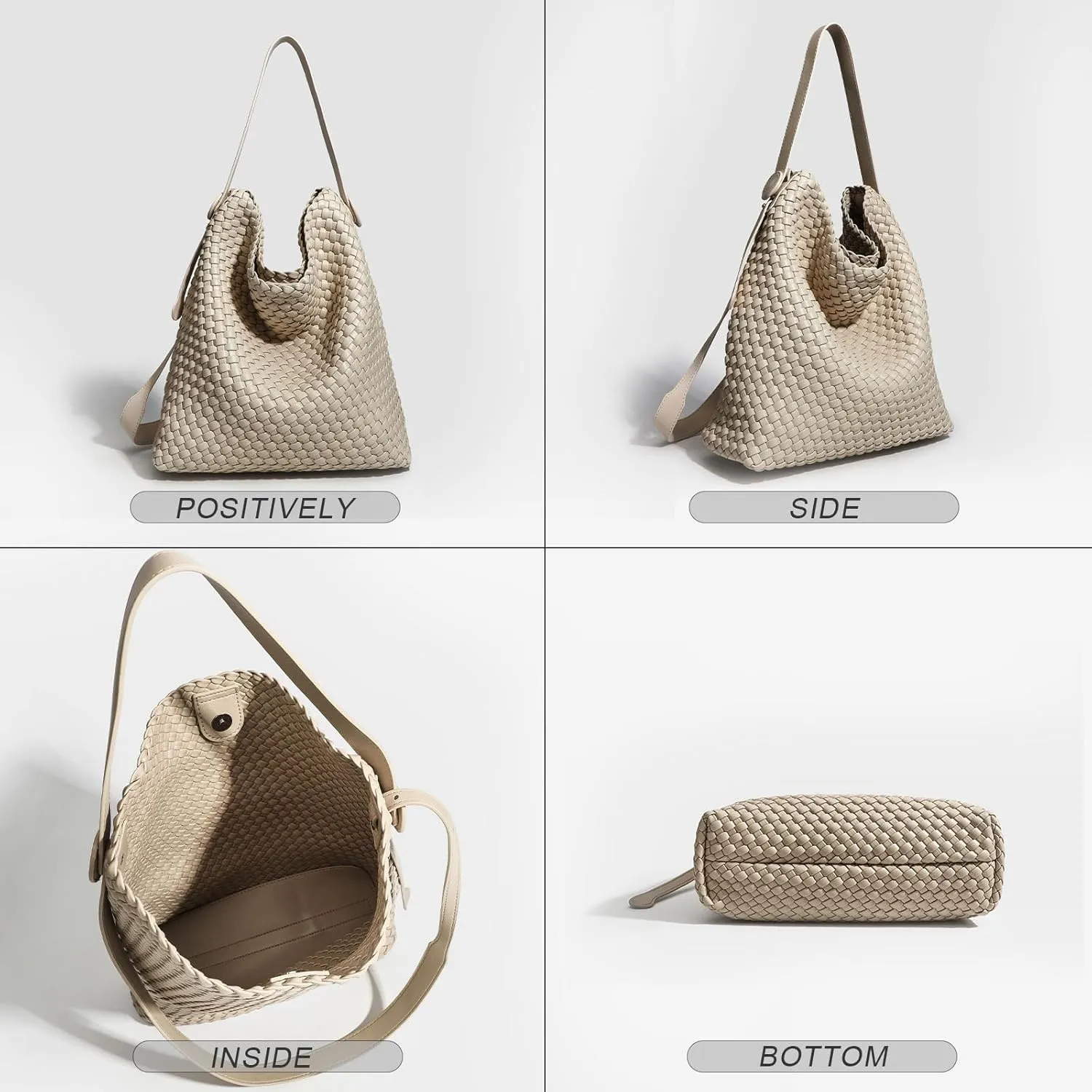 Large Woven Tote Bag Vegan Leather Shoulder Bag for Women Fashion Travel Shopper Bag Top Handle Handbag and Purse