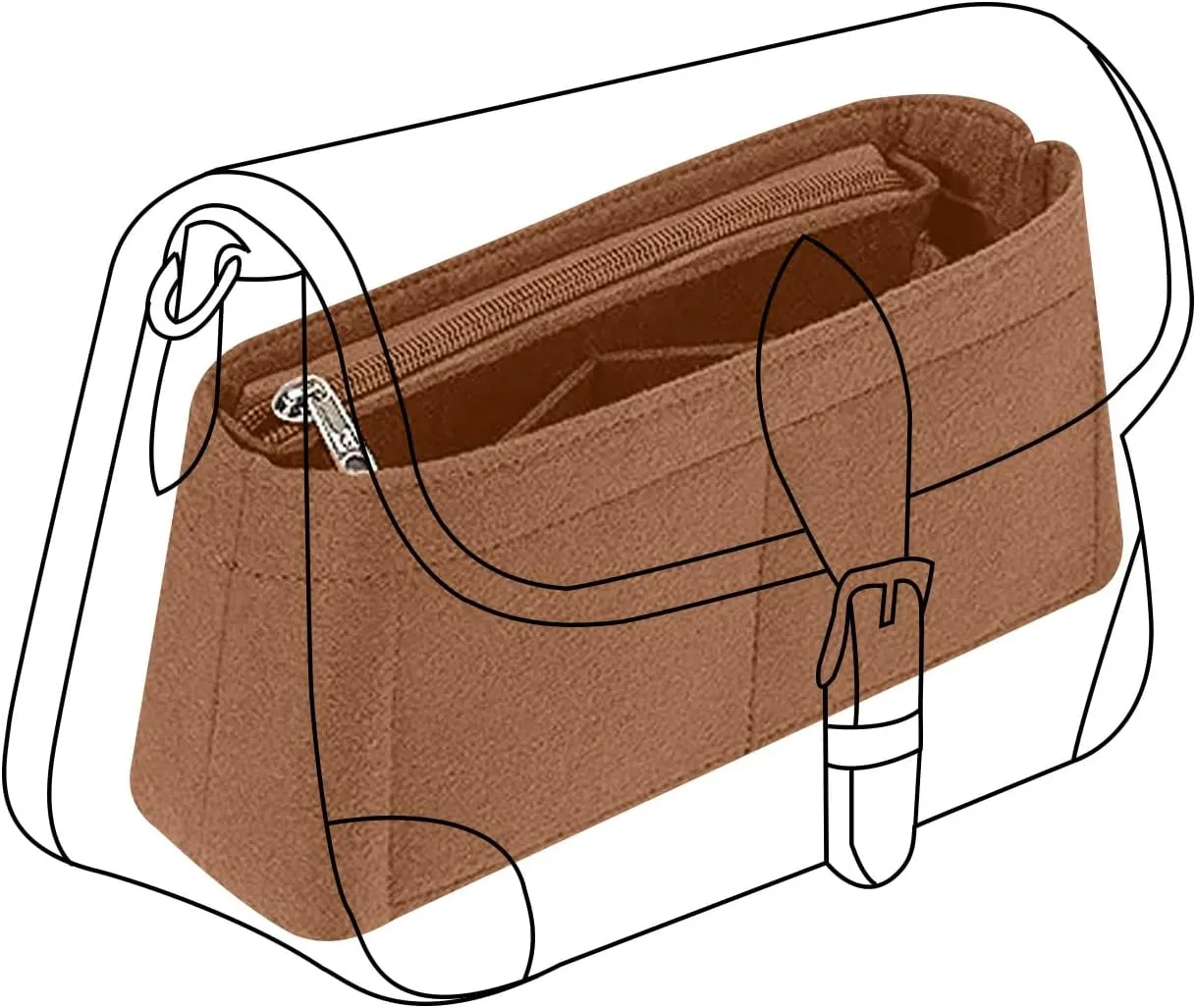 Lckaey bag Organizer for new Diane stick liner bag storage and sorting bag Felt Insert Organizer Y082-camel