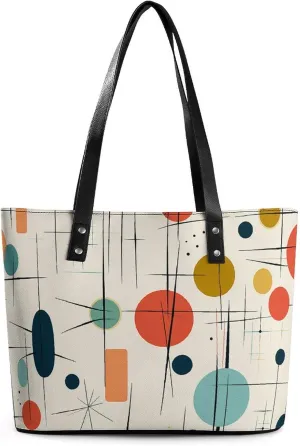 Leather Tote Bag Crossbody Bags for Women Fashion Top Handle Handbag Modern Mid Century Ladies Shoulder Bags Casual Beach Bag Gym Bages Ladies Purses for Shopping Work Travel