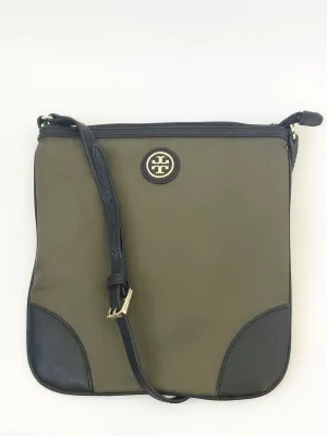 Leather Trimmed Nylon Crossbody Bag