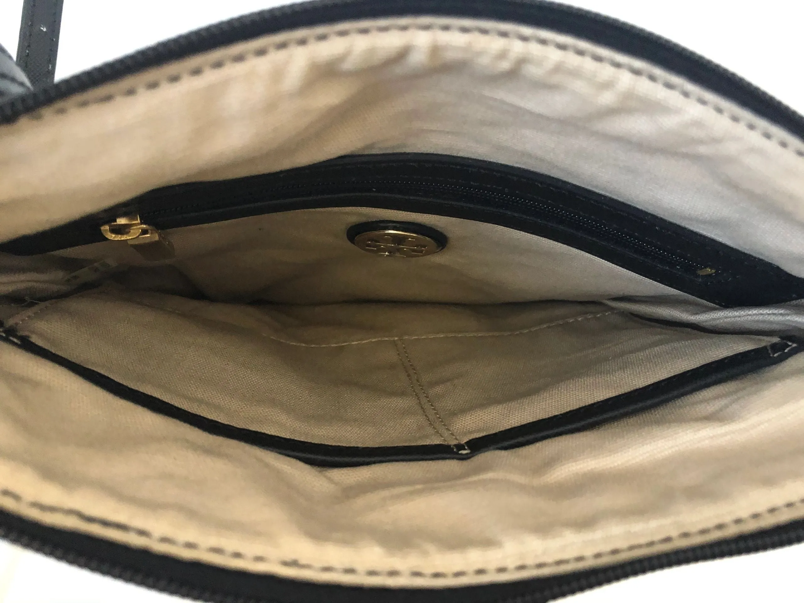 Leather Trimmed Nylon Crossbody Bag