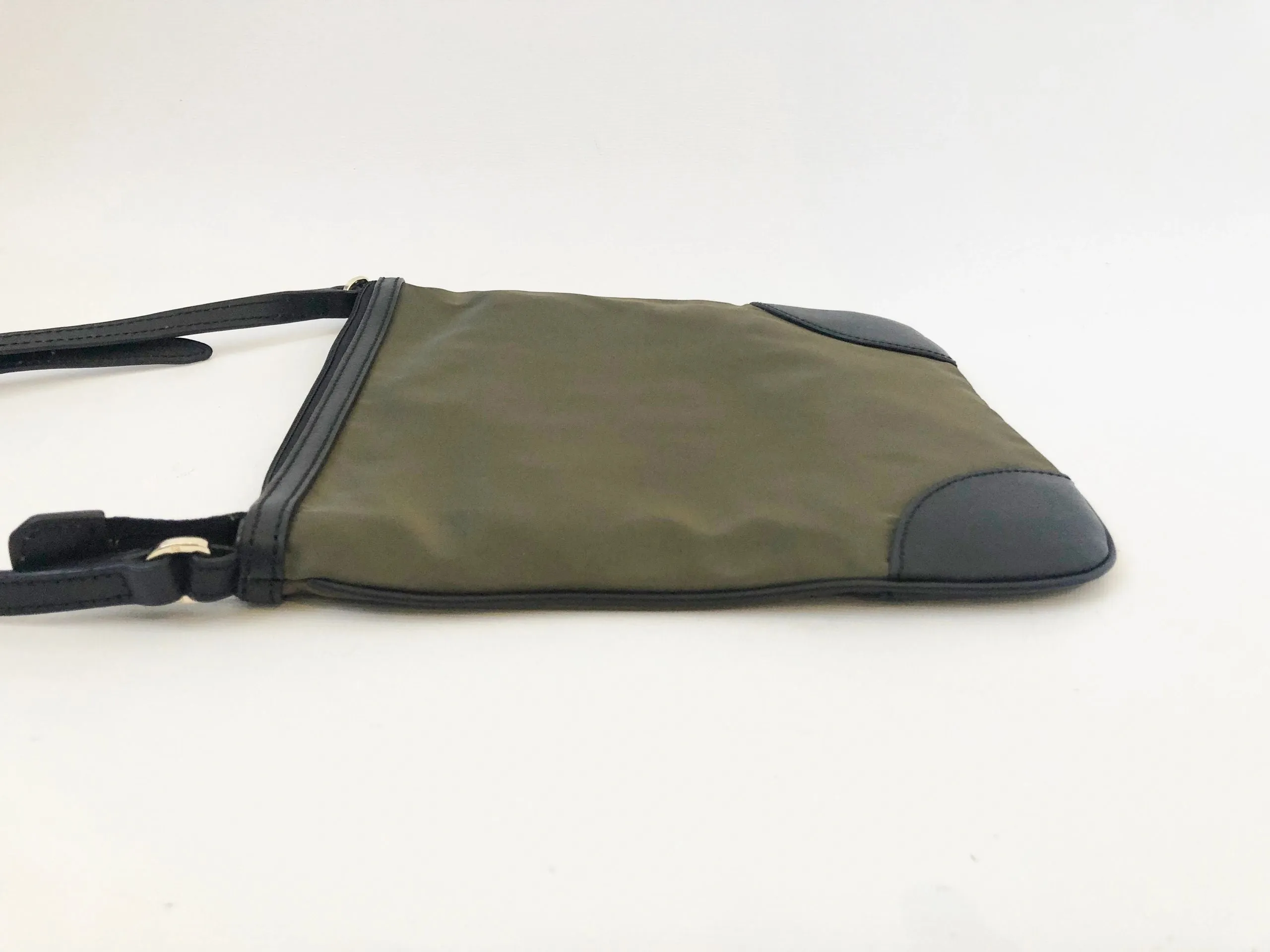 Leather Trimmed Nylon Crossbody Bag