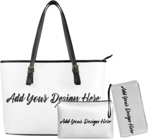 Leather Work Bag for Women Tote Bags with Clutch Makeup Travel Bag and Long Wallet 3 Piece Set