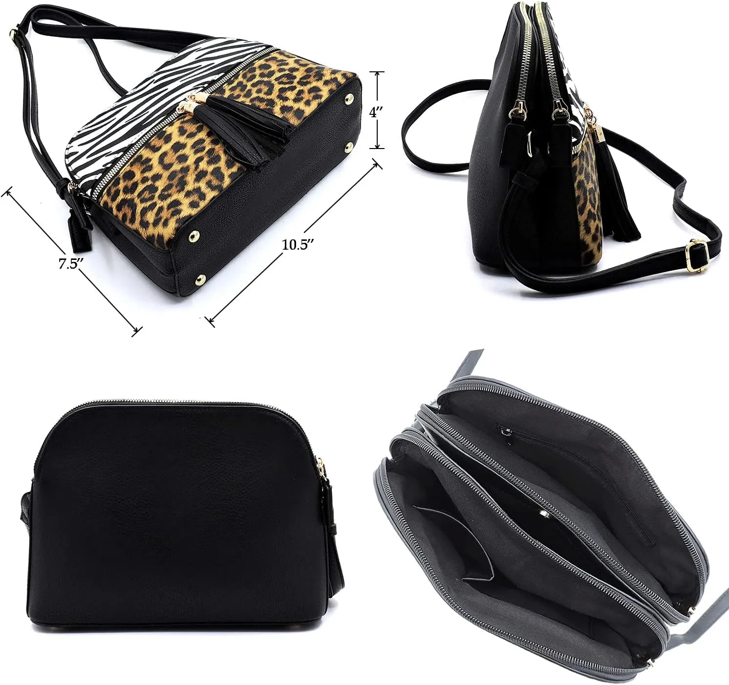 Leopard Print Crossbody Bag Animal Printed Shoulder Bag Womens Purse Satchel