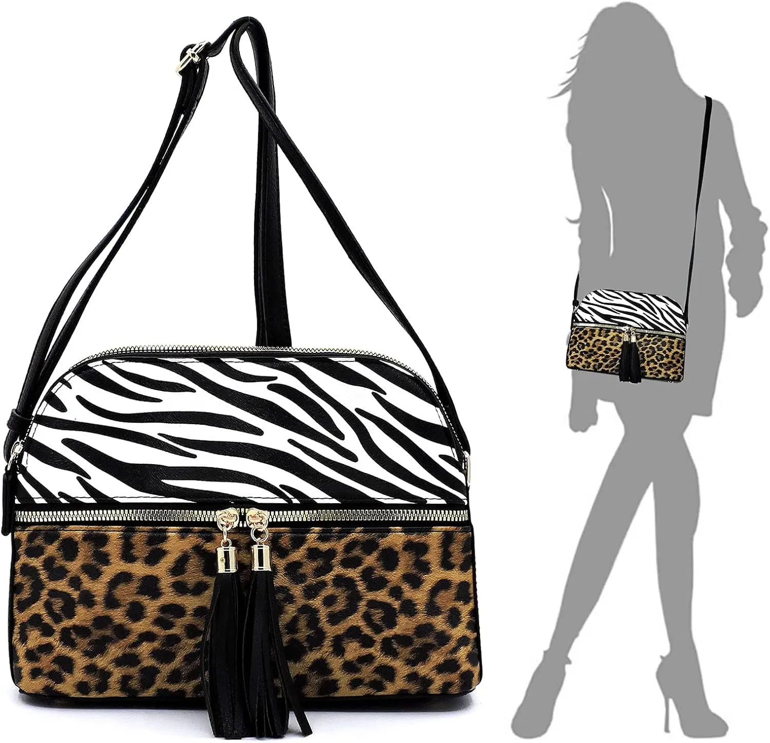 Leopard Print Crossbody Bag Animal Printed Shoulder Bag Womens Purse Satchel